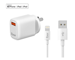 iGear Charger 240V W/Cable Charge/Sync MFi Cert iPhone